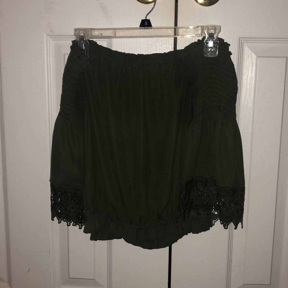 Small Off the Shoulder Olive Green Top